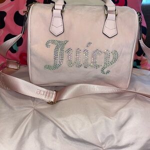 Juicy Couture Light Pink Crystal Script Crossbody Bag